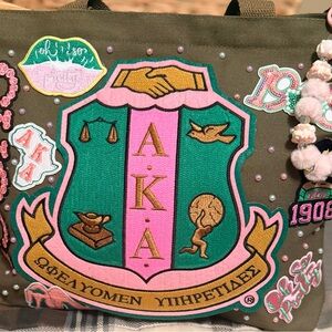 Alpha Kappa Alpha Crest Tote in Pink & Green